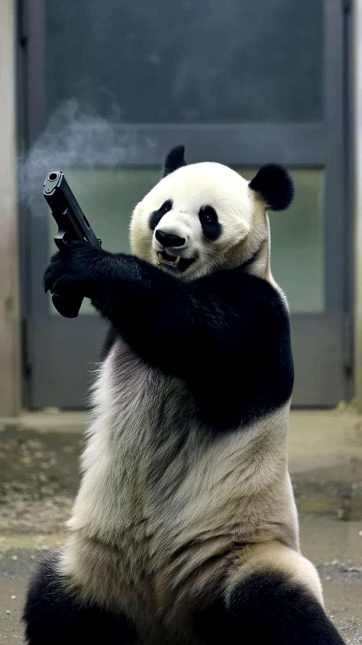 熊猫打枪，