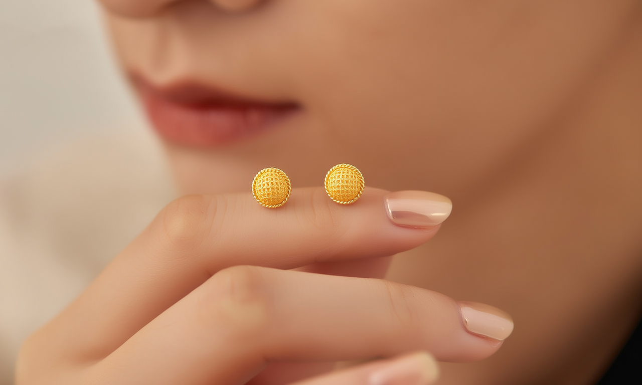 黄金小耳钉图片