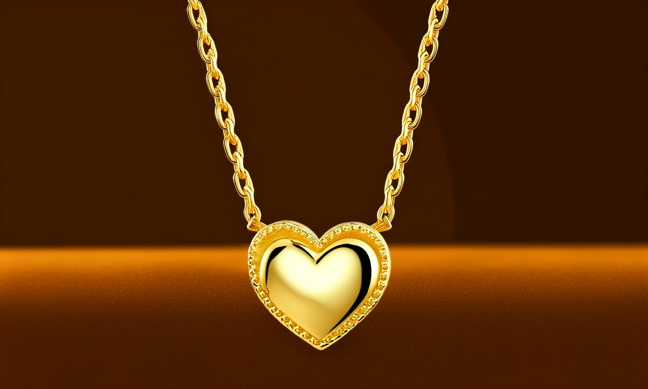 爱心黄金项链图片
