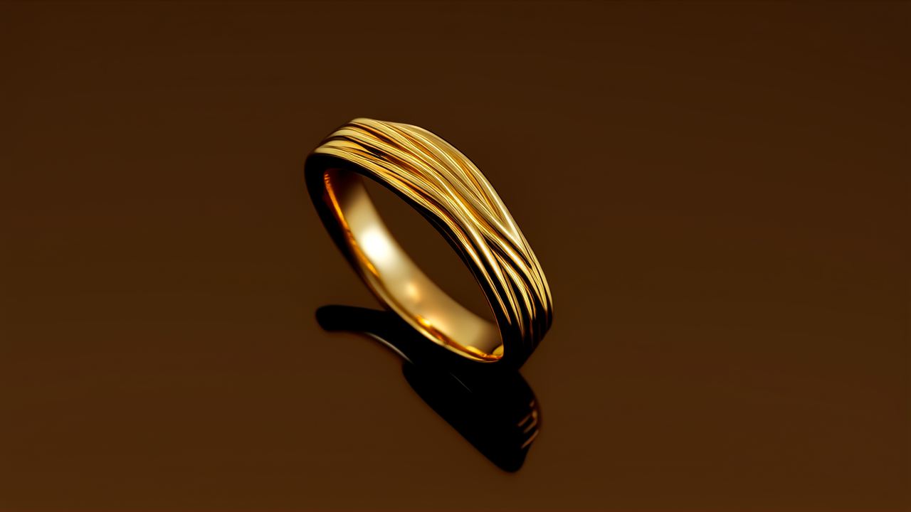 光板戒指图片黄金