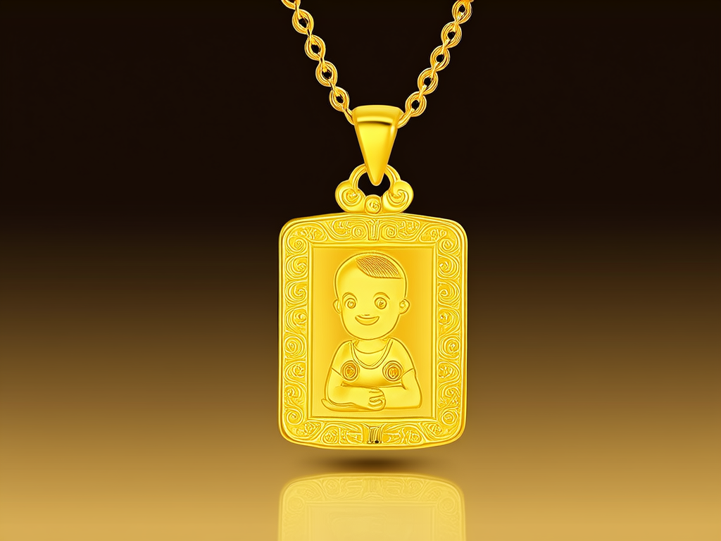 黄金儿童吊坠图片