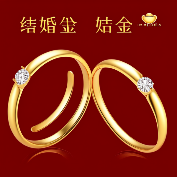 结婚黄金戒指图片