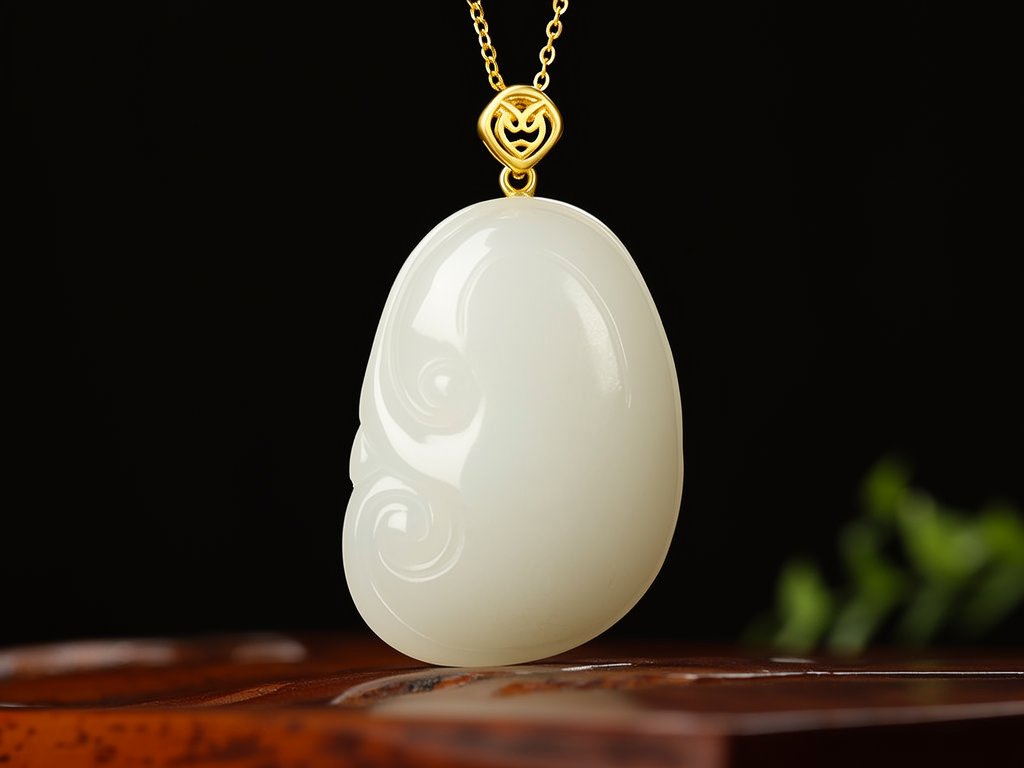 黄金带玉的项链图片