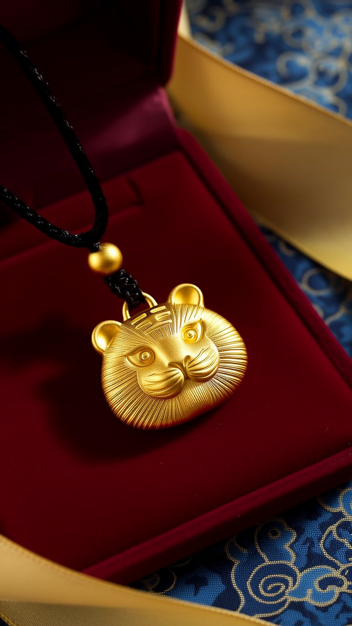 黄金生肖虎吊坠图片