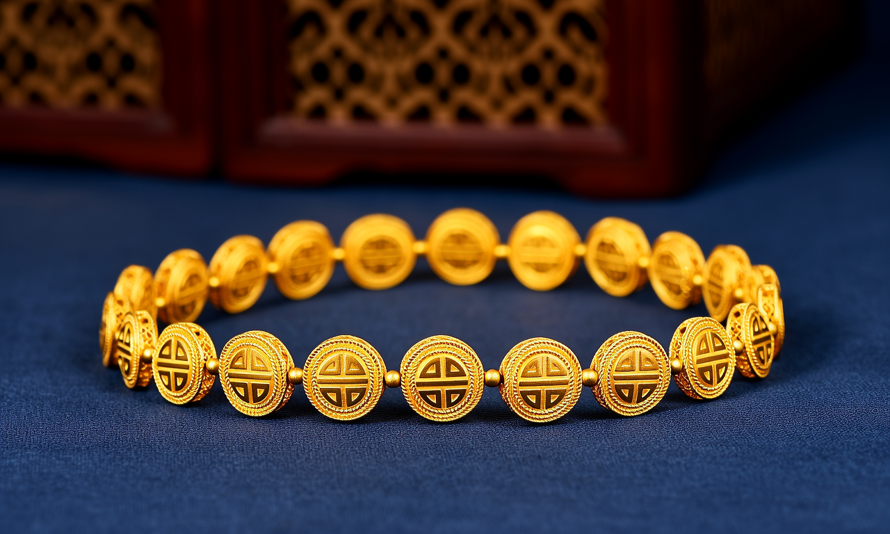 黄金平安扣手链图片