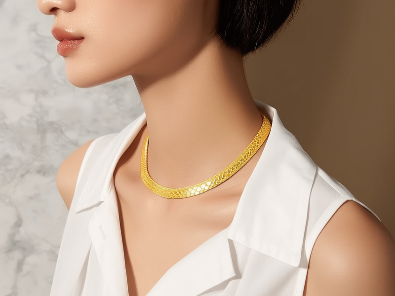 黄金项链真人的图片