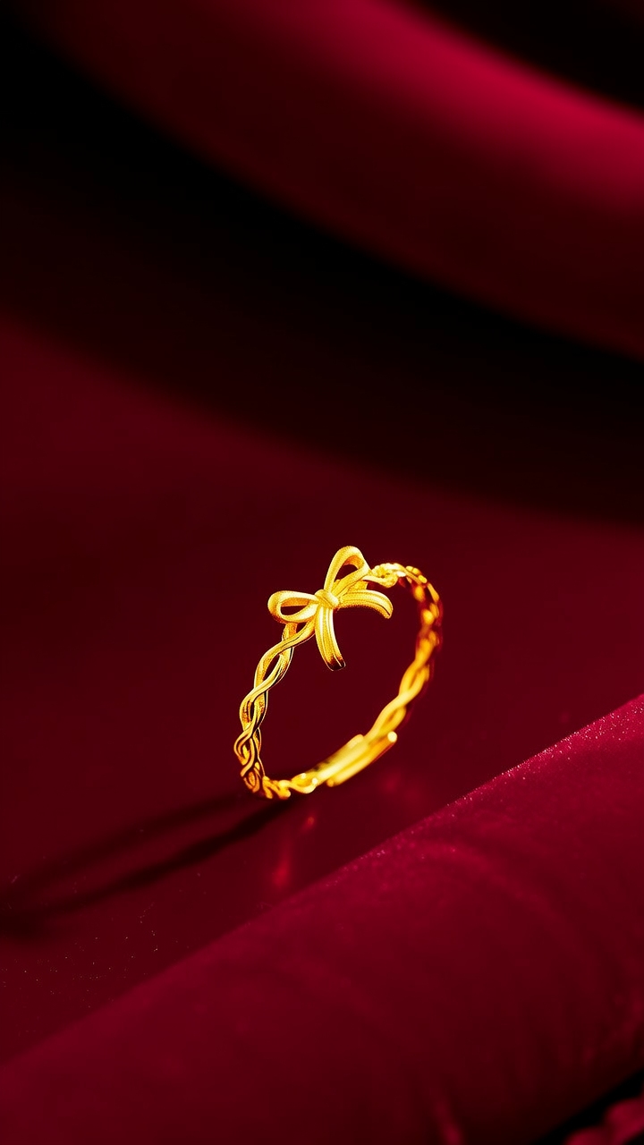 黄金戒指蝴蝶结图片