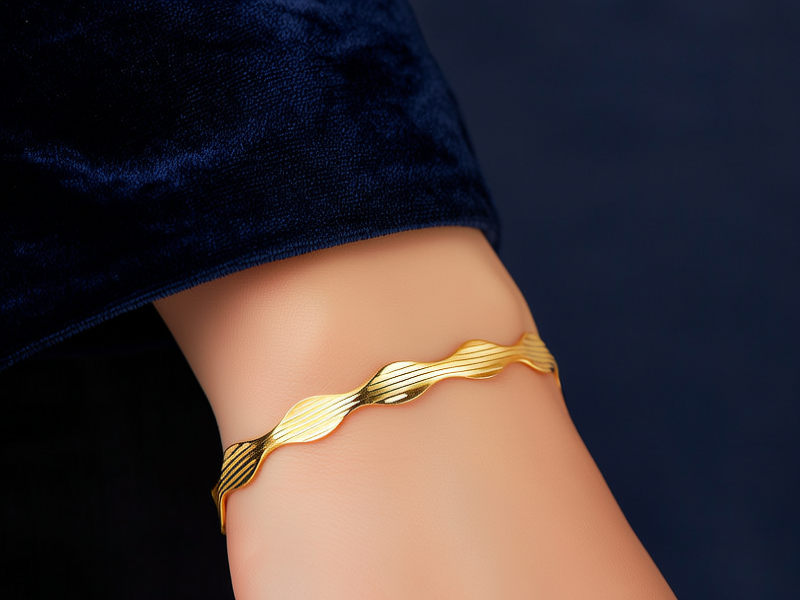 黄金水波纹手链图片